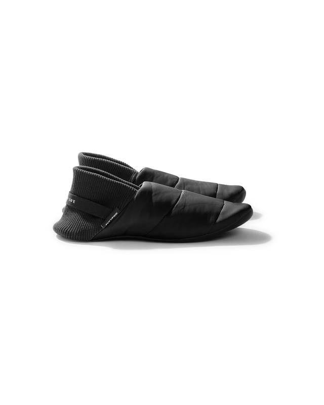 pair of black travel slippers